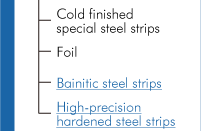 Cold finished special steel strips　Foil Bainitic steel strips　High-precision hardened steel strips