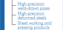High-precision weld-drawn pipes　High-precision deformed steels　Sheet working and pressing products
